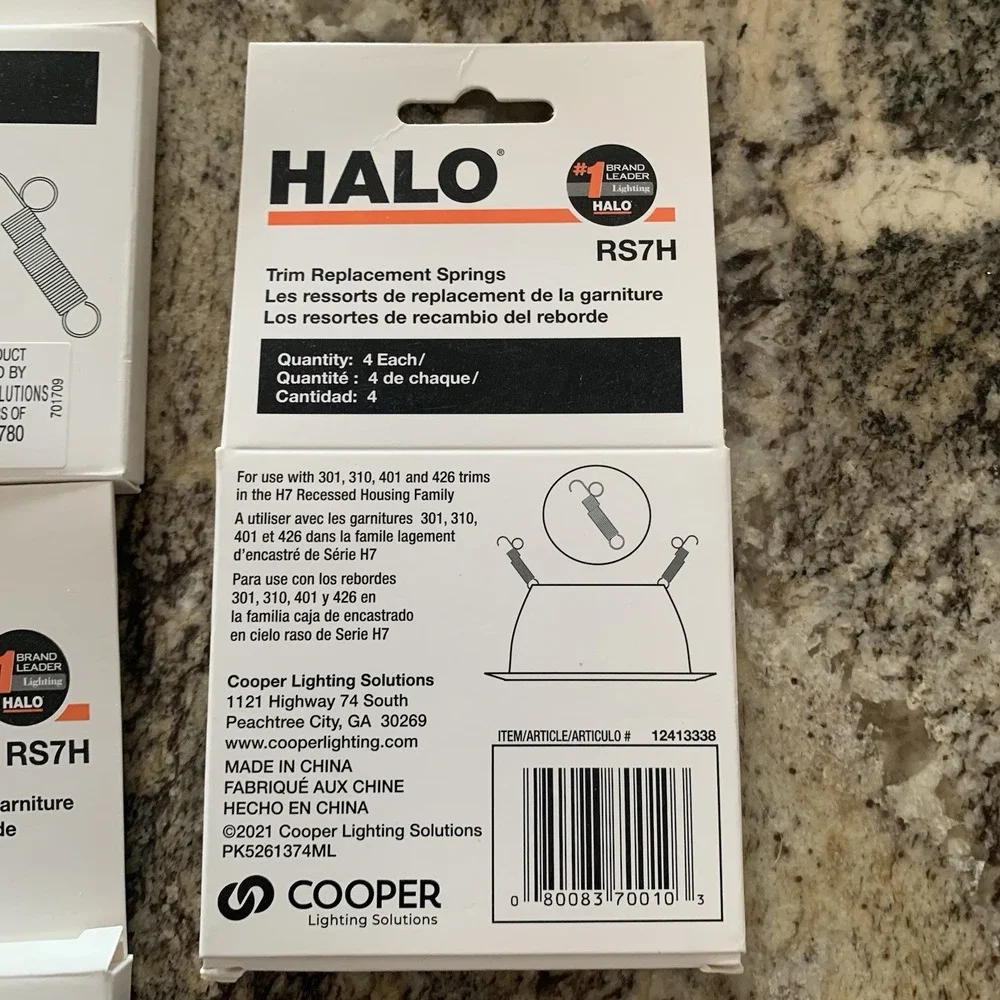 Halo Recessed Lighting Replacement Trim Springs RS7H 5 Packages - 20 Total New